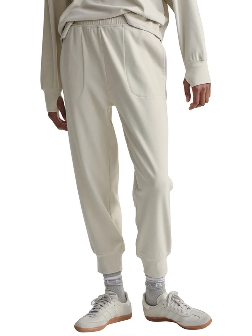 Varley Brushed Rib Slim Cuff Pant Joggers Size XS Cream Bone